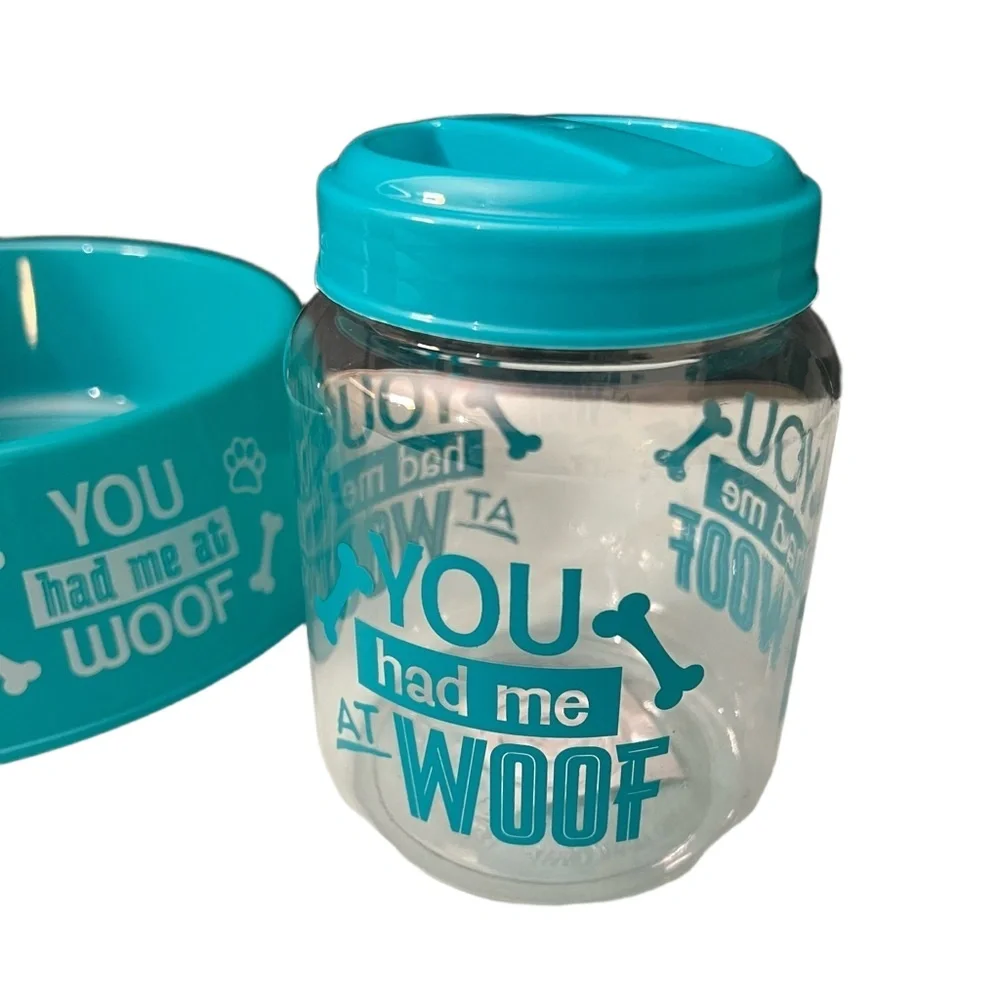 NWT You Had Me At Woof Dog Bowls Canister Mug Set